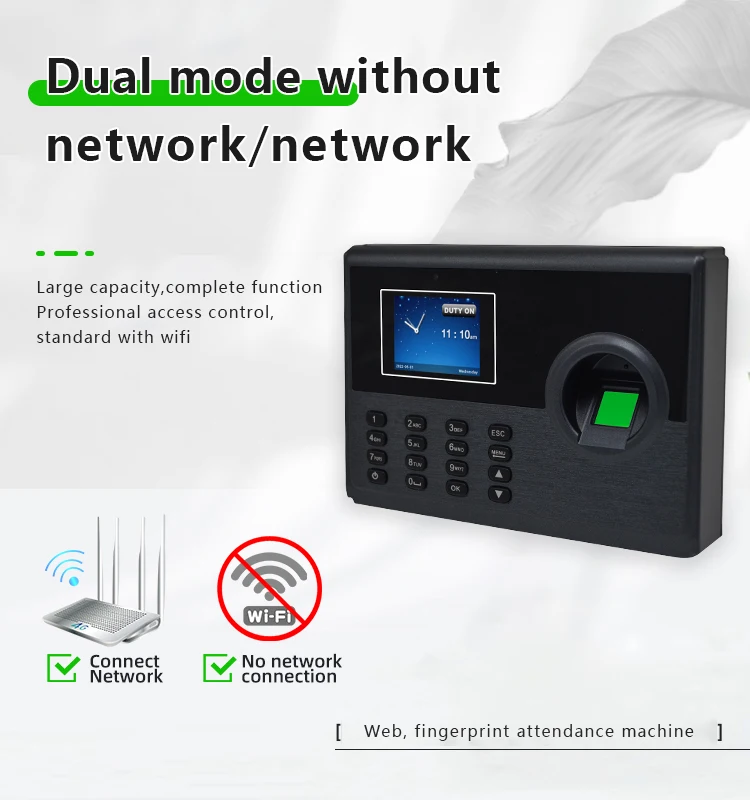 1000 PCS Capacity Time Recording Fingerprint Reader Biometric Employee come in and out