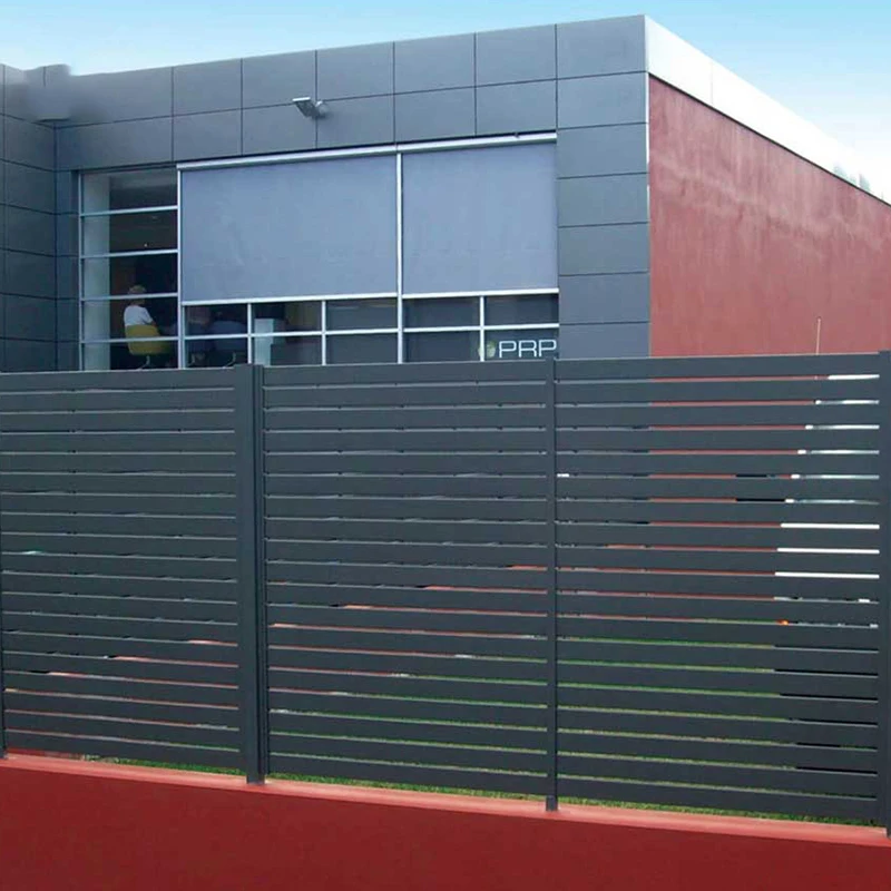 OFDT Decorative Metal Garden Balcony Privacy Composite Designs Outdoor Aluminum Fence Panels Horizontal Slat Fencing