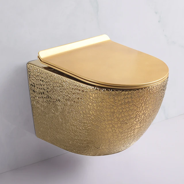 Bathroom Luxury Wall Hanging Toilet Bowl Combo Sink Basin Golden Toilet And Sink Sets