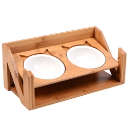 Bamboo Dining Table Oblique Stand for Cats Dogs Kitten and Puppy Pet Bowls new trend 2020