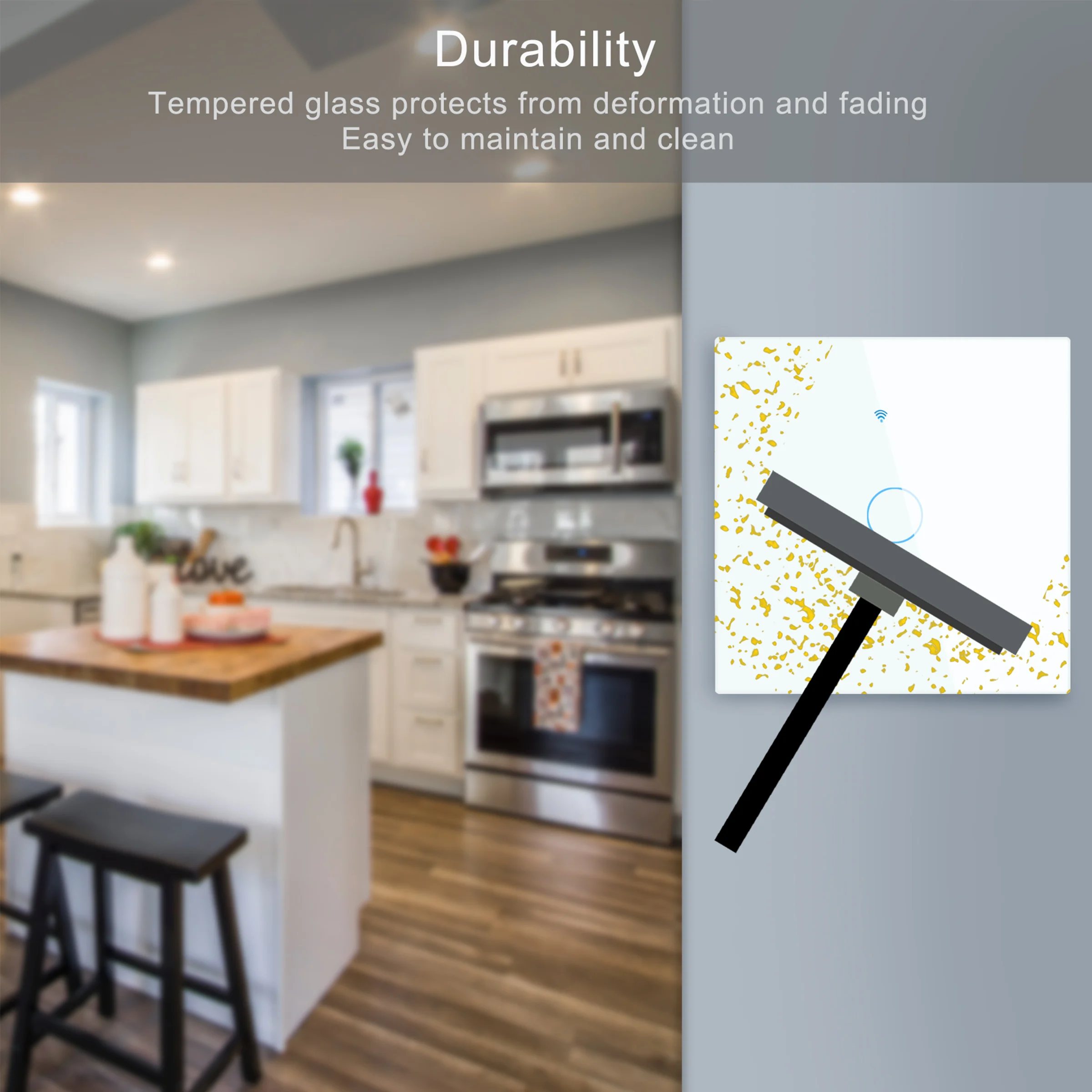 Factory Price Smart Switch With Voice Control Glass Panel Tuya App EU  Wifi Touch Light Wall Switch