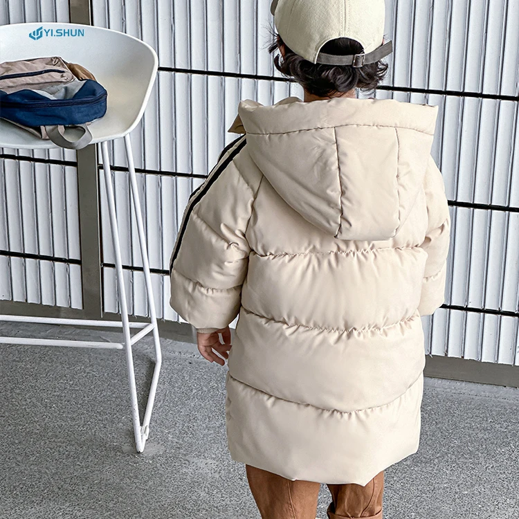 Hot sale fashion girls long down jacket fall and winter youth children solid cotton coat children hooded jacket