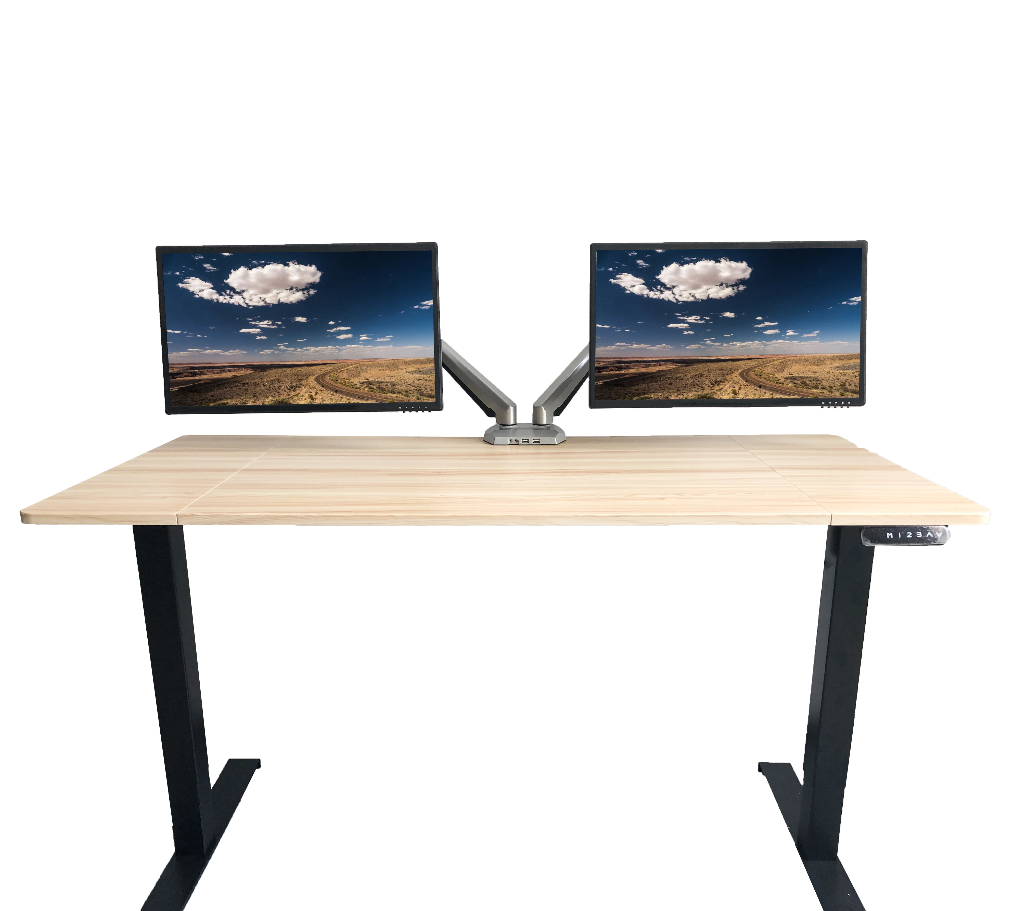 
Dual Monitor Stand Height Adjustable Gas Spring Double Arm Monitor Mount Desk Stand 