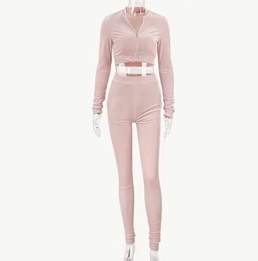 Custom rhinestone hoodies sets velvet tracksuit jogger sweat suits sweatsuit velour lady crop top short 2 piece set for women