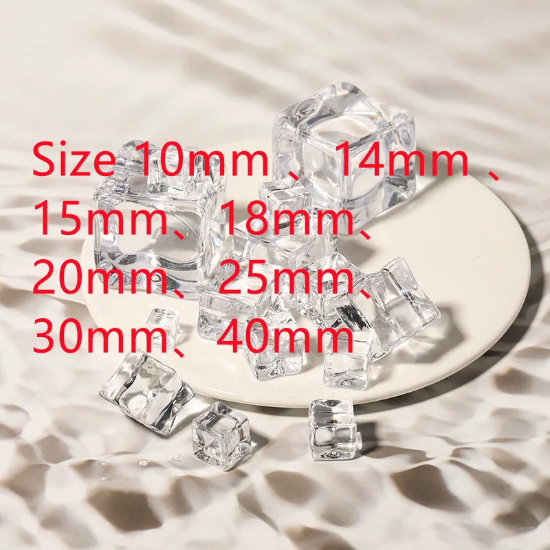 10mm 14mm 15mm 18mm 20mm 25mm 30mm 40 mm Clear Acrylic Irregular square Ice Cubes for bar Diy Crafts Slime toy