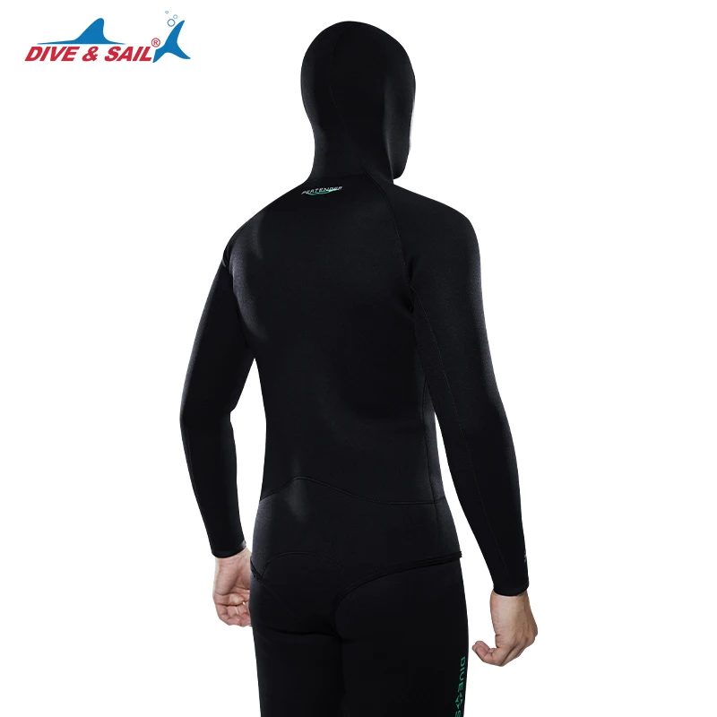 Wholesale Two Piece Men Hoodie Wetsuits 3mm 5mm 7mm CR Neoprene Free Diving Wet Suit Full Body Diving Spearfishing Wetsuit