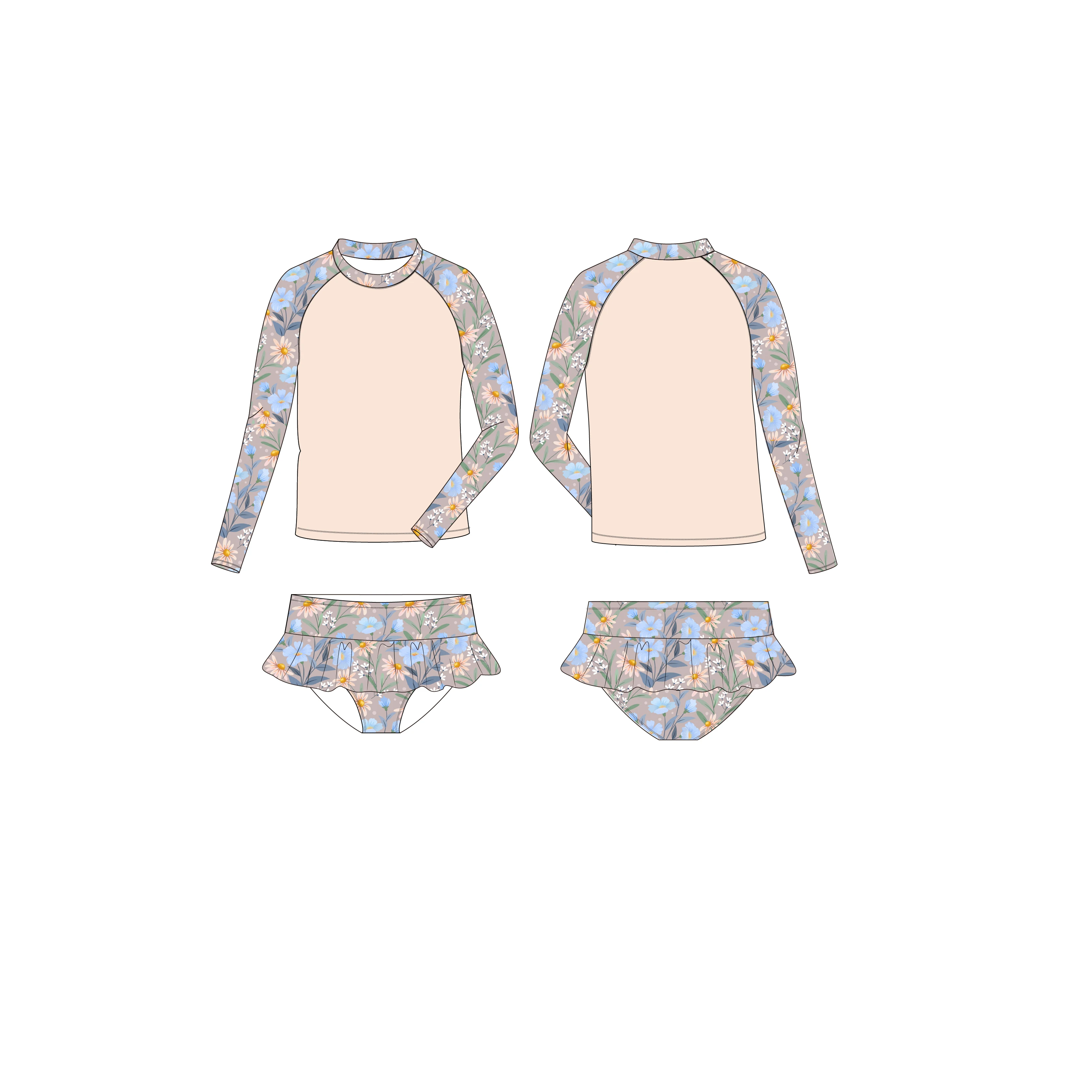 Custom Children Kids Swimming Bikini Dress Swimwear Girls One-piece Swimsuit