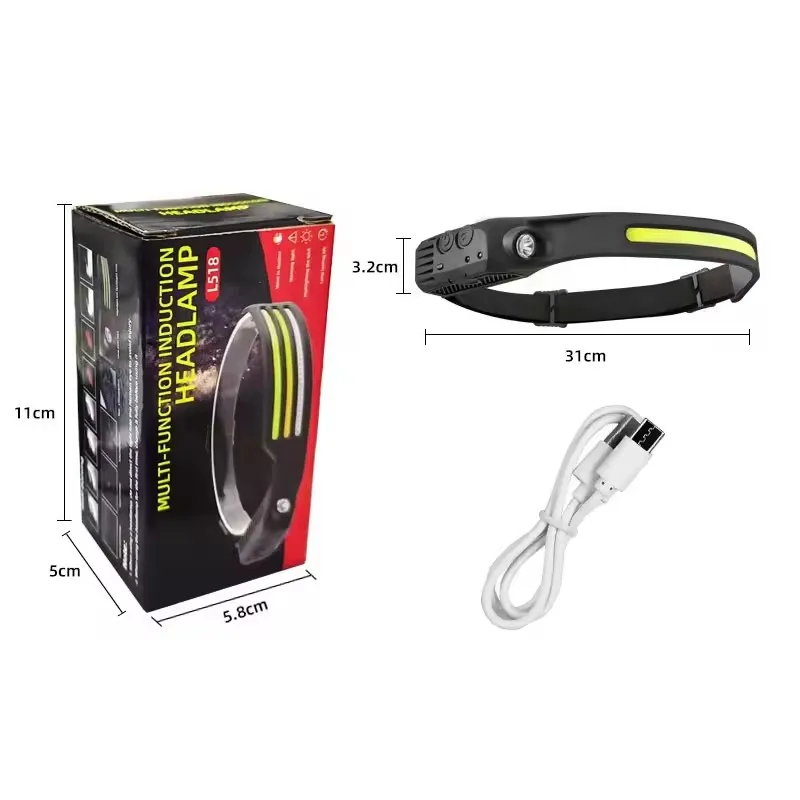 Super Bright High Power COB Motion Sensor Widen Beam Rechargeable Waterproof Headlamp For emergency