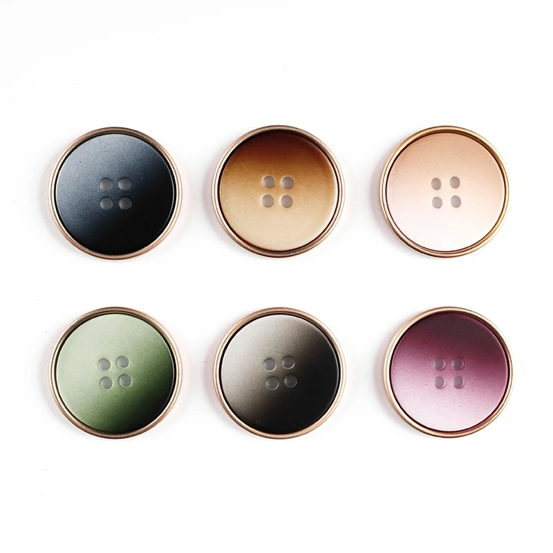 High quality luxury coat button clothes accessories embossed double-stitched button alloy four-hole jacket buttons With Coat