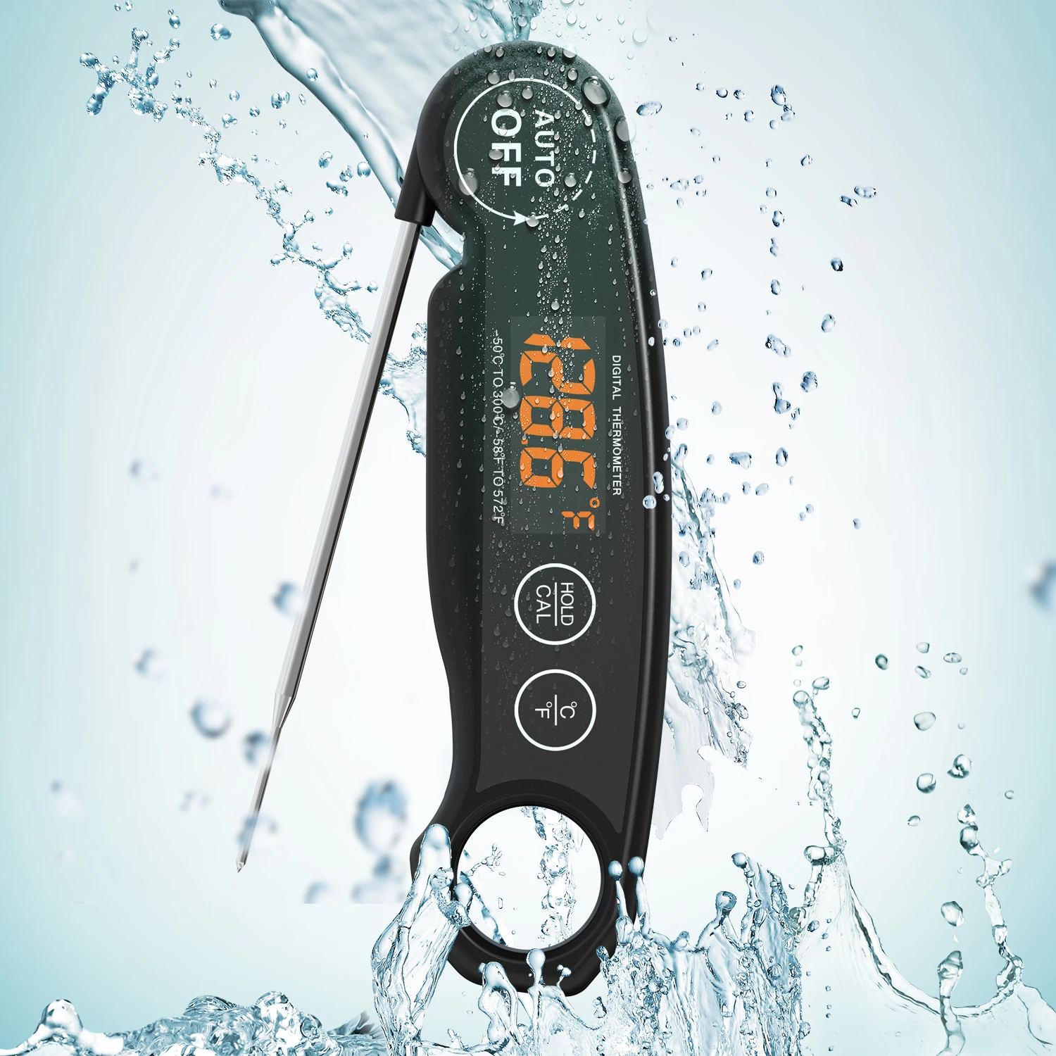 Goldgood 2023 digital meat thermometer rechargeable battery waterproof thermometer with LED display