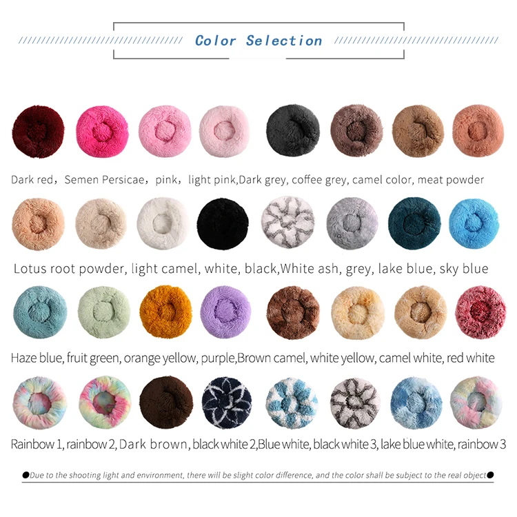 Pet Bed Dog Bed Pad Cat Round Cushion Comfortable Pillow Ultra Soft Plush Donut Sofa Machine Washable Mat Waterproof & Anti-Slip