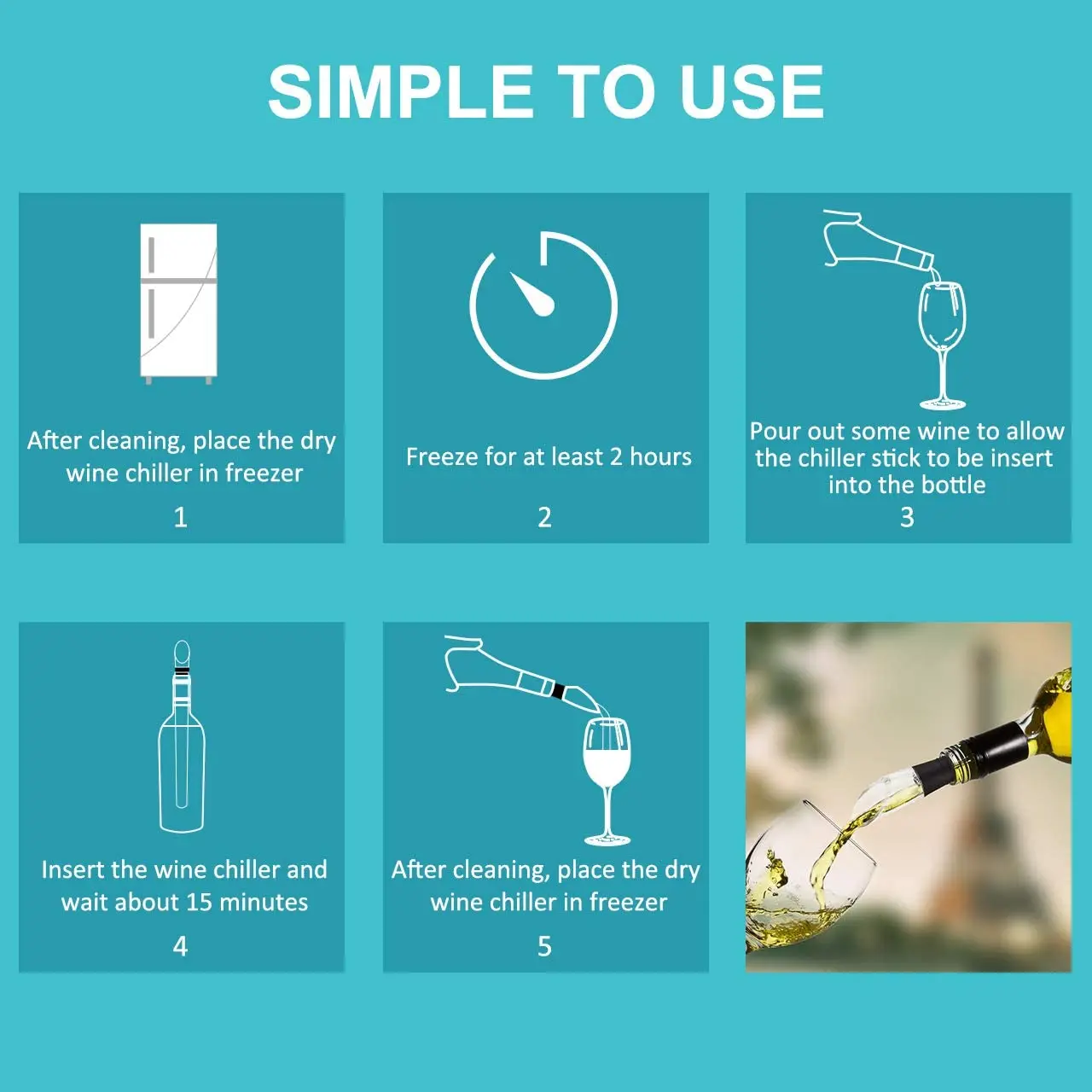 3-in-1 Stainless Steel Wine Bottle Cooler Stick Chiller Rapid Iceless Wine Chilling Wine Pourer Cooler Chiller Stick