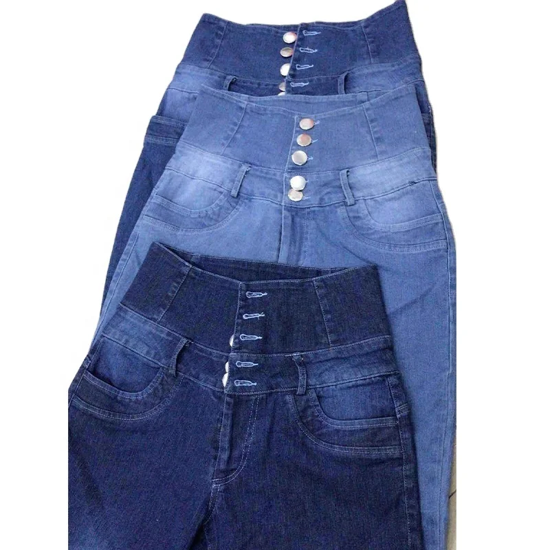 Factory Wholesale Custom Ladies Jeans Pants High Waist Plus Size Streetwear Clothing LOGO Print Skinny Denim Jeans For Women