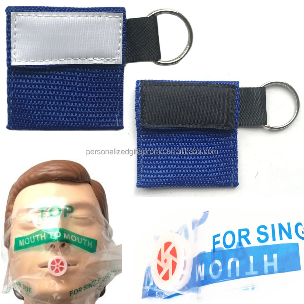 Disposable CPR face breathing masks a nylon pouches with key ring Books- Health  First Aid Disposable CPR Face Shield Masks