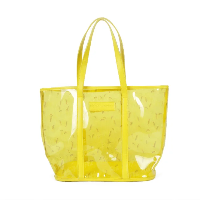 Yellow Transparent Bag PVC Handbag Shoulder Bag Beach with Custom Logo