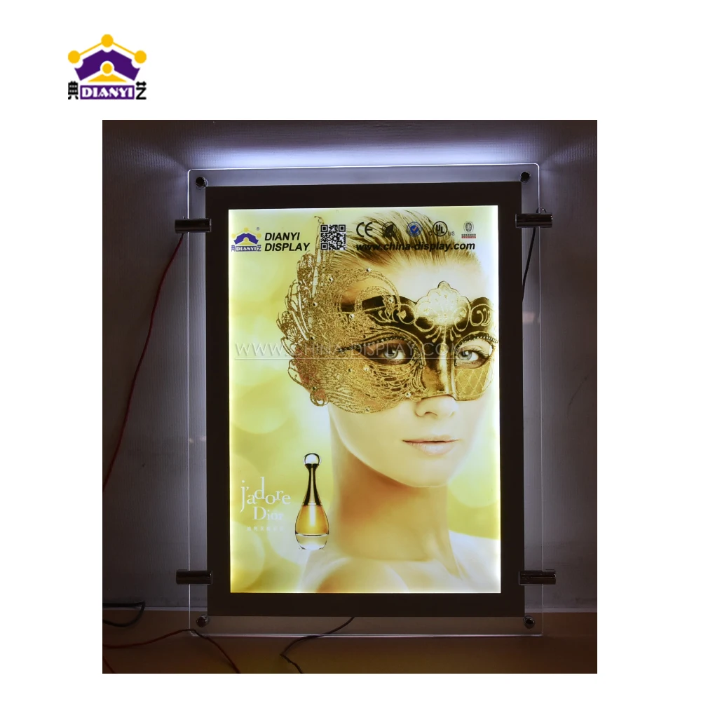 Customized Modern Luxury LED Poster Frame Large Size Led Crystal Light Box For Mall for A1 Size Acrylic Light Box