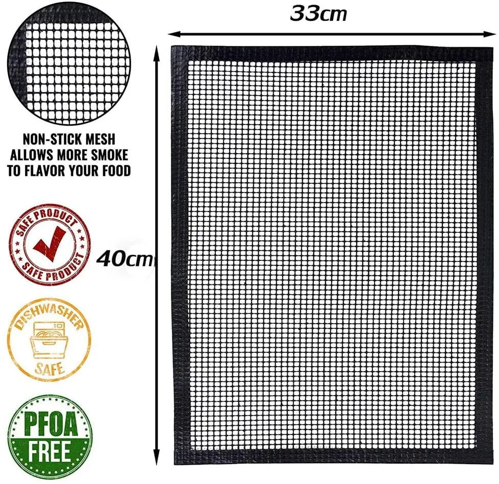 
Custom Hot Sale Amazon 33 x 40cm Nonstick Barbecue Cooking Grilling Mesh Mat Easy to Clean BBQ Grill Mesh Mat 