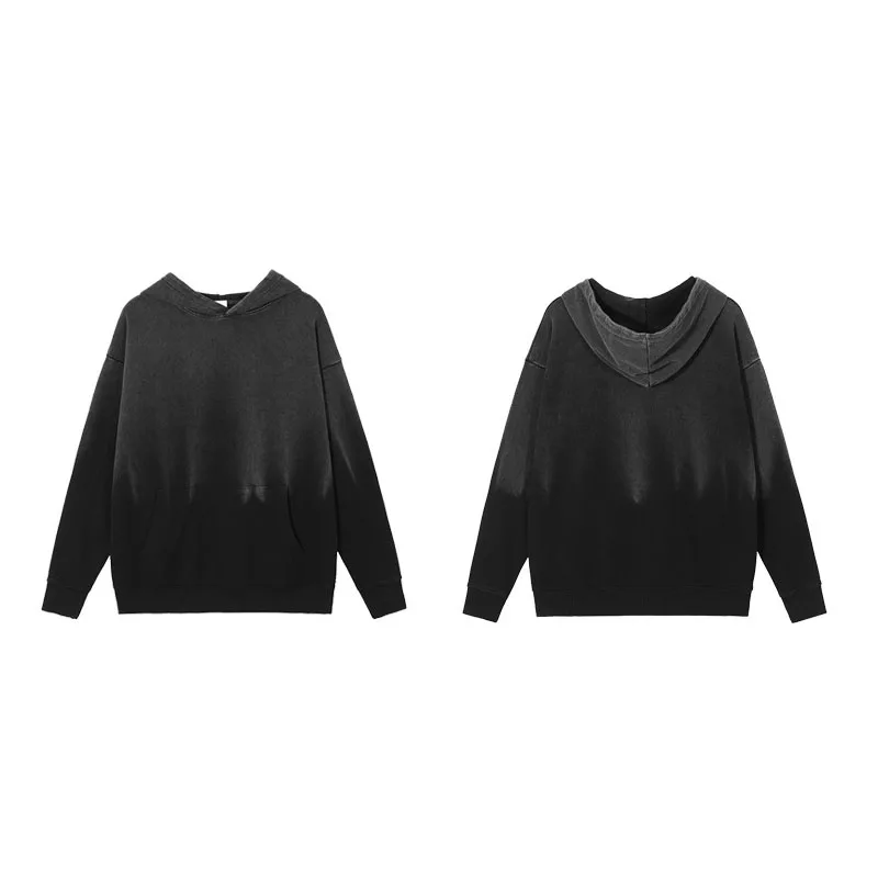 
400 gsm vintage embroidery hiphop print acid wash heavyweight 80% cotton 20% polyester hoodie oversize men 