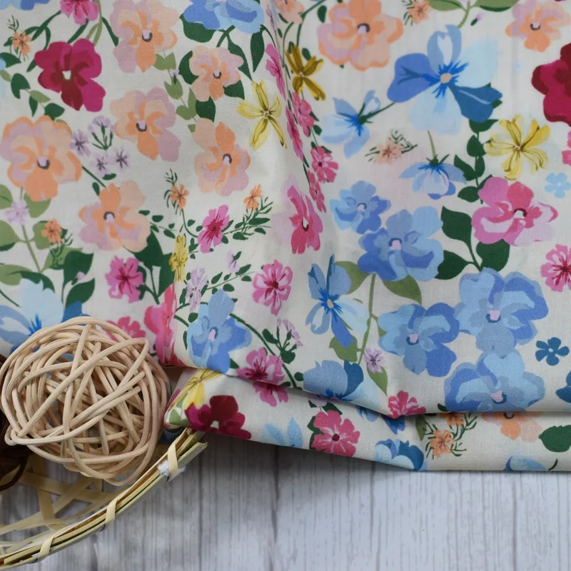 Low moq custom digital printing wholesale London lawn tana lawn high quality 100% flower cotton printed fabric floral for dress