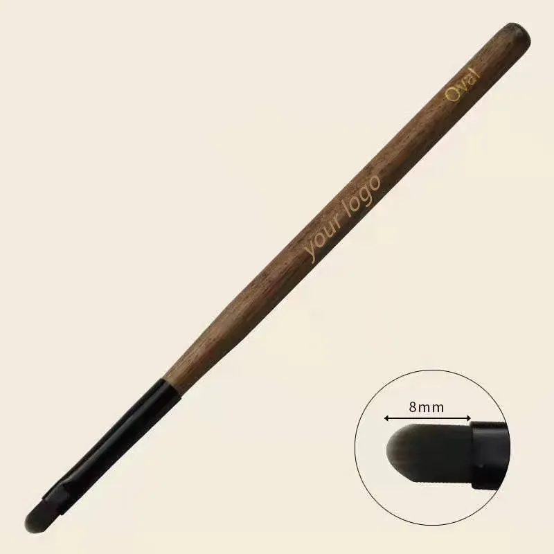 OEM wooden handle nail supplies for professionals round head cat tongue shaped brush custom detailing liner nail polish brushes