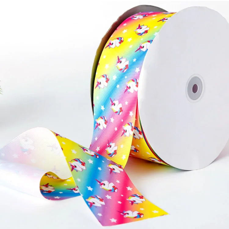 Grosgrain Ribbon 100Yards Roll Cartoon Print Silk Printed Grosgrain Ribbon Custom Ribbon With Logo Satin Grosgrain