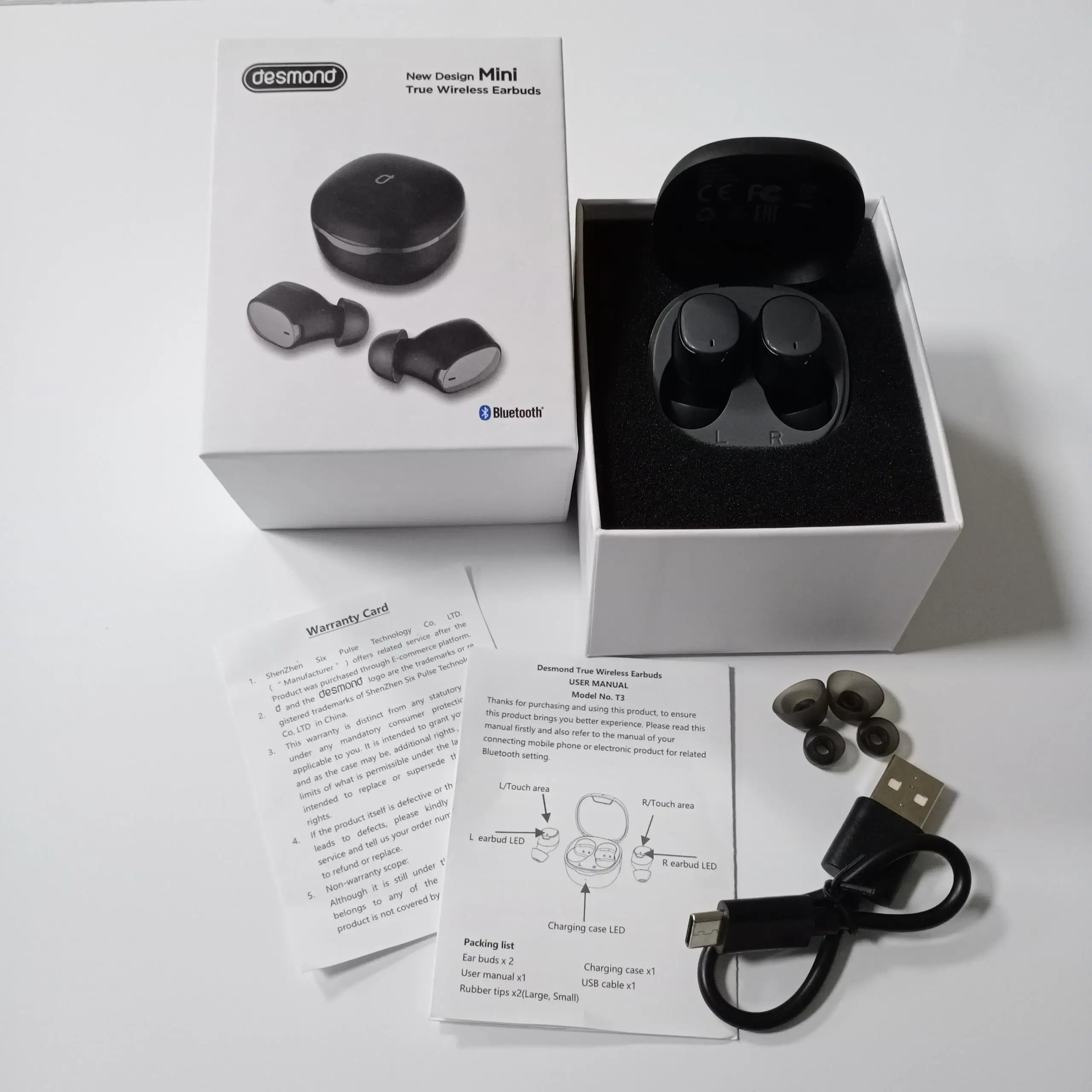 
TWS T3 Mini BT Earphone 5.0 Ultralight Wireless Headset Sports Earbuds Touch Control Handsfree with 400mAh Charging pod 