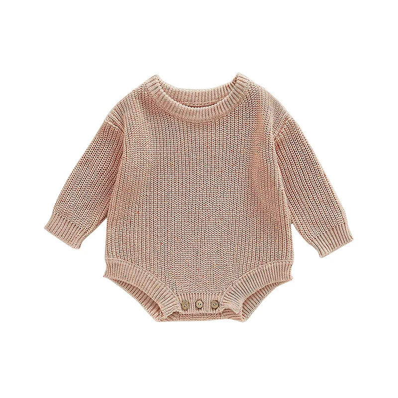 Baby jumpsuit winter Custom speckle cotton ribbed knit baby boys girls romper toddler knitted sprinkle sweater for baby