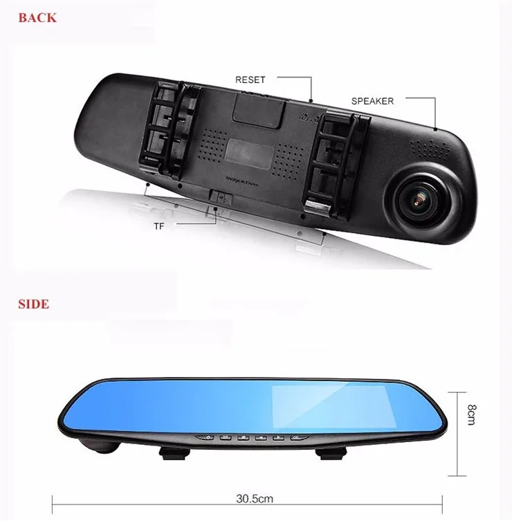 Hot selling mirror dash cam single 3.2 inch car camera hd 480p rearview mirror camera dash cam front and rear 4k