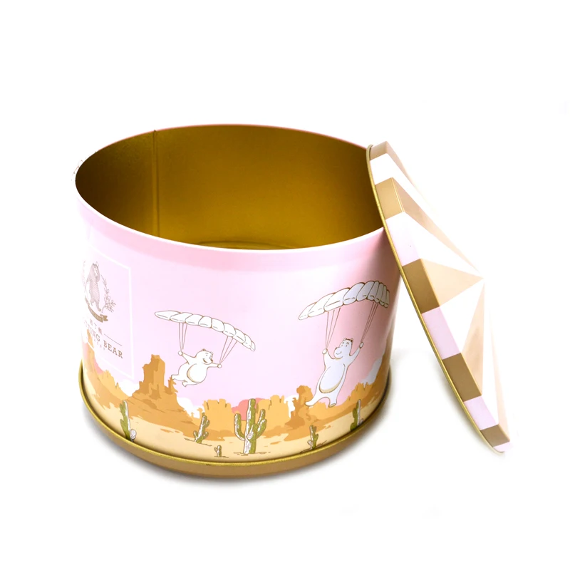 Custom Lovely merry-go-around Christmas Rotating Music Cake Box Carousel Round Metal Music Gift Tin Box