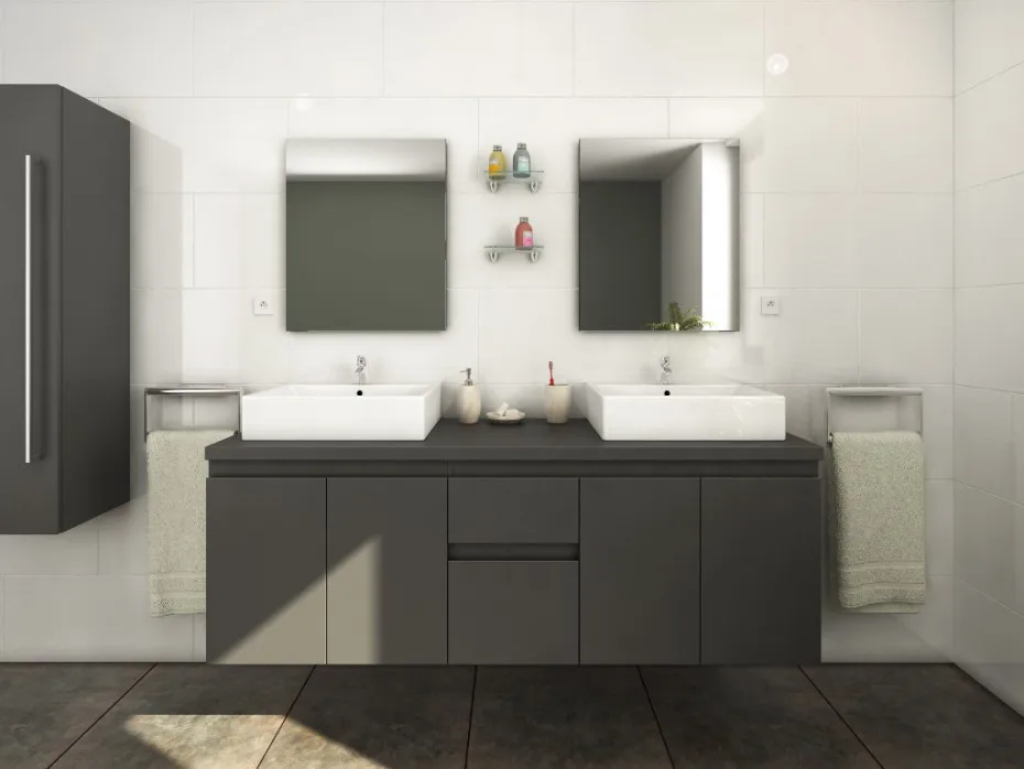 Modern Wall Hanging Hotel Marble Bathroom Double Sink Vanity Cabinets Bathroom Storage Cabinet