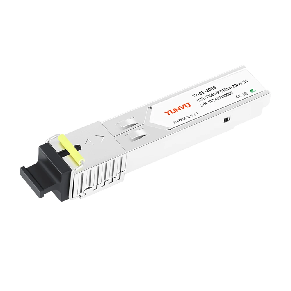 Yunvo SFP-GE20KT13R15/SFP-GE20KT15R13 Compatible SFP 1000BASE-BX-U BiDi 1310nm-TX/1550nm-RX 20km SC SFP Module