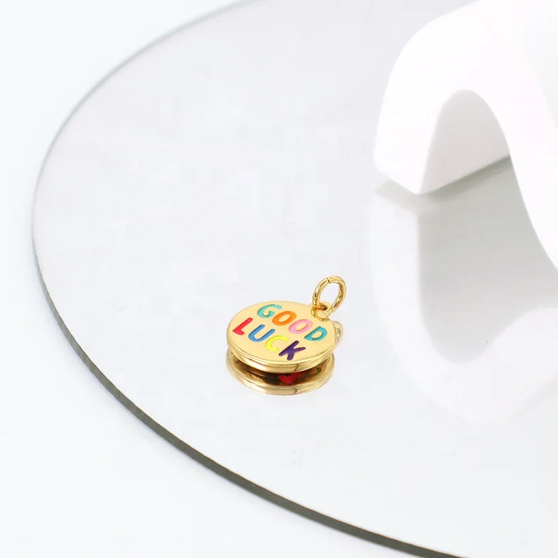 Wholesale Custom China Factory Fashion DIY Lucky Charm Accessories Gold Plated Enamel Good Luck Pendant For Necklace Jewelry