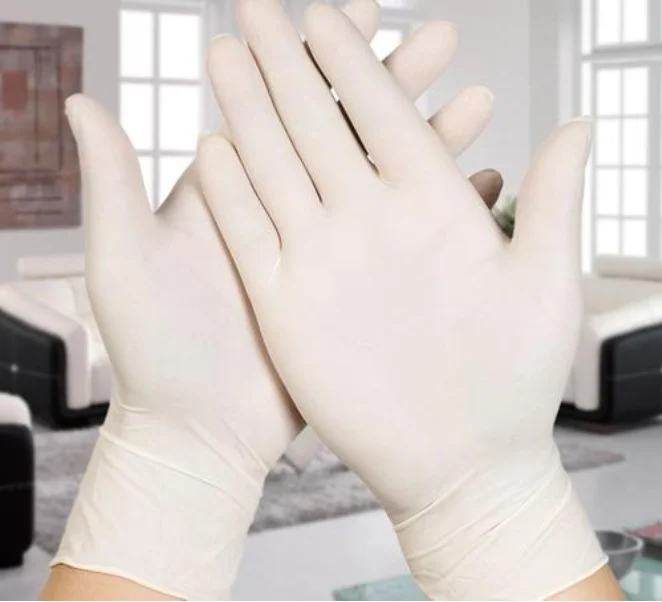 Disposable medical rubber gloves for patient physical examination