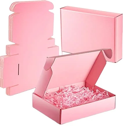 OEM  Recyclable Corrugated Paper Box Foldable Personalized Custom Logo Printed Pink Shipping Paper Boxes Mailer Box