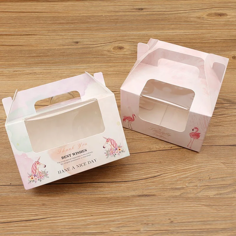 
Custom wedding elegant mini gift food packaging cookie pie kraft cup folding white cake boxes with window and tissue paper 