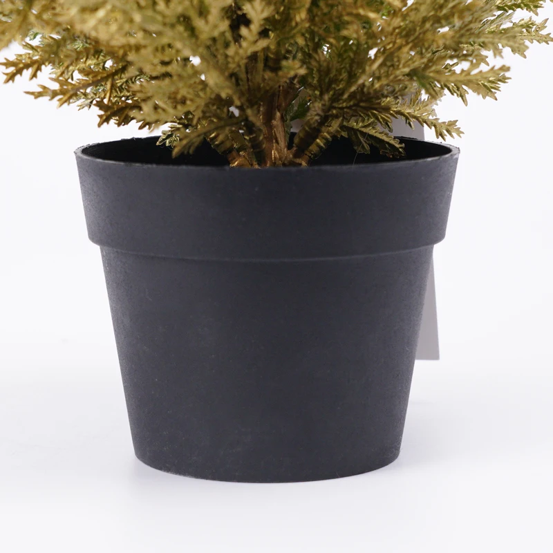 
Artificial Trees New Year GOLD xmas trees 13*24CM Faux plant in pot 