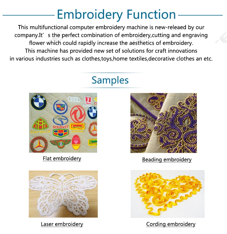 GC-0901E+1PD Free Accessories Flat Laser Embroidery Machine Single Head Embroidery Machine Computerized Embroidery Machine