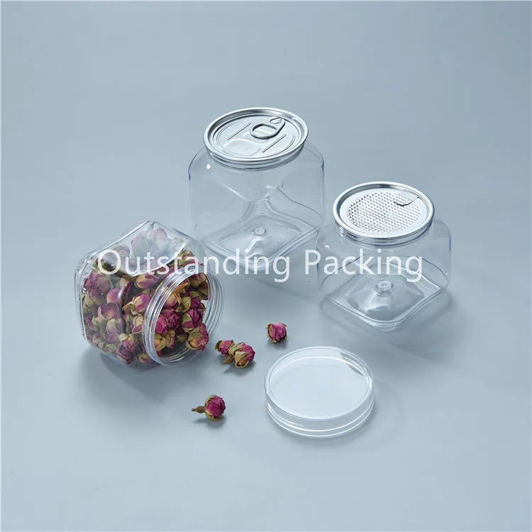 400ml 600ml food package jar square container PET plastic can