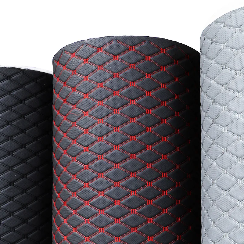 Embroidery Quilted Stitching PU PVC Synthetic Leather Fabric For Car Seat & Car Mats
