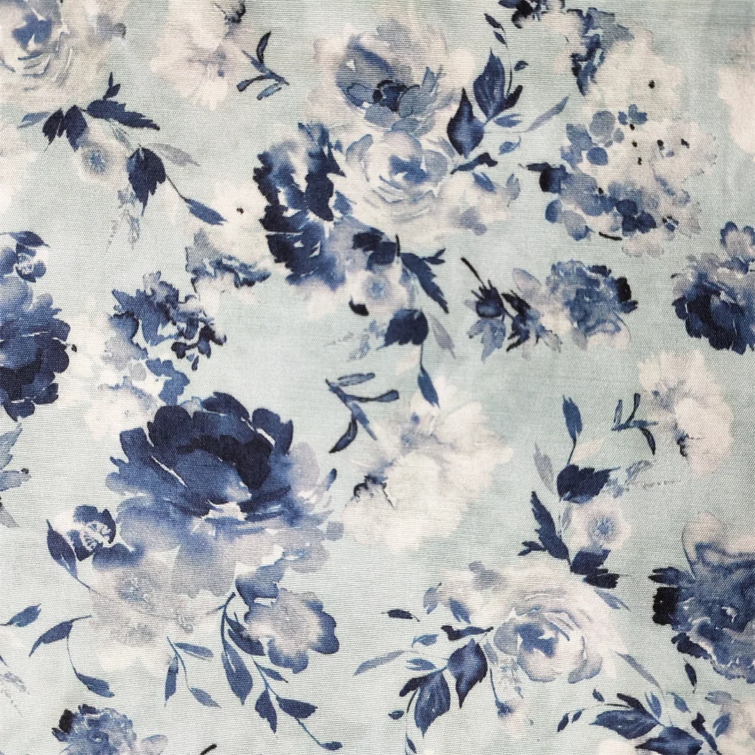 Hot selling breathable floral viscose fabric  cotton viscose fabrics 100% viscose digital printed for dress