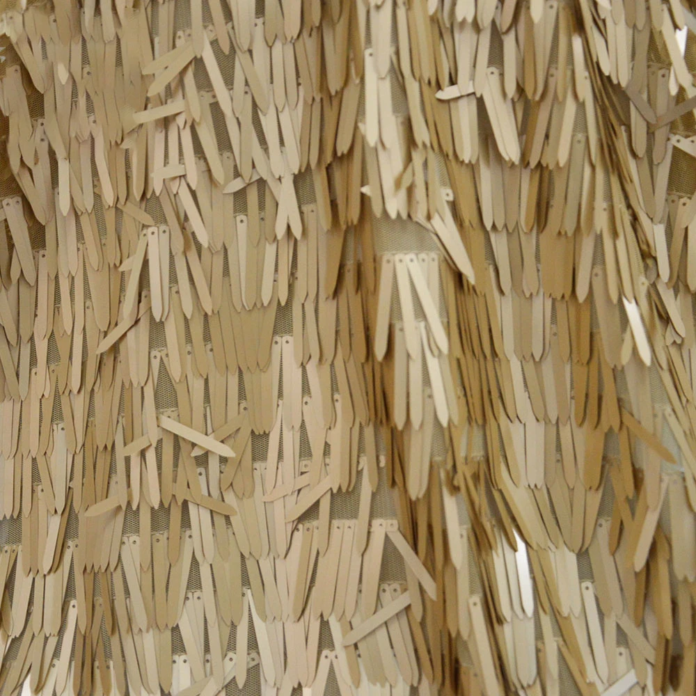 Custom African Stretch Elegant Sparkly Two Tone Polyester Flash 40mm Sword Champagne Sequin Embroidery Fabric For Women Dresses