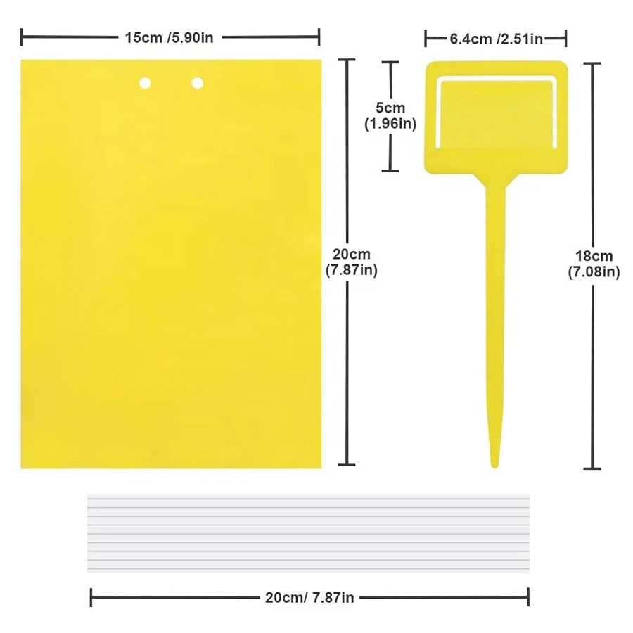 Pest Control Product Dual-Sided Yellow Sticky Traps for Indoor  Outdoor Use 12packs With Twist Ties and Plastic Holders