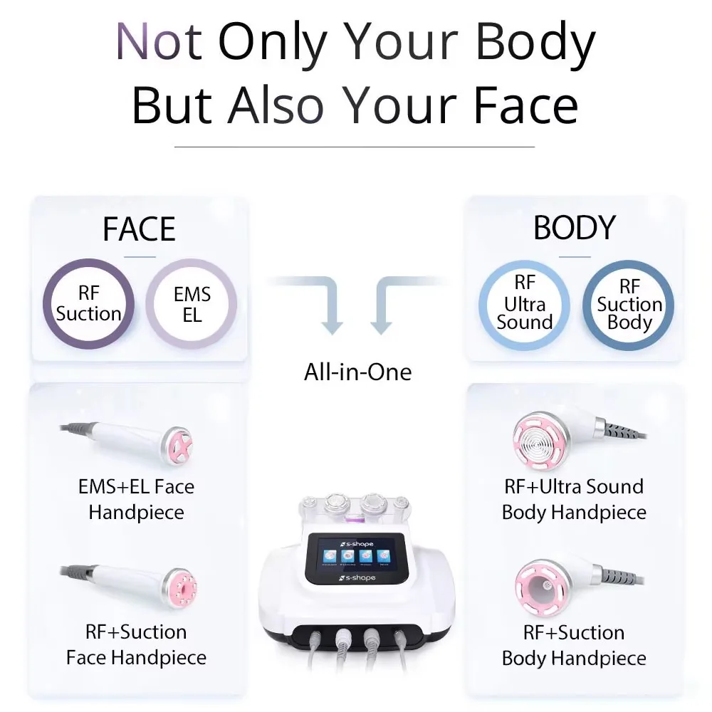 Super Quality 4 Handles Body Slimming Vacuum Suction Ccavitation Radio Frequency S Shape 30K Ccavitation Machine
