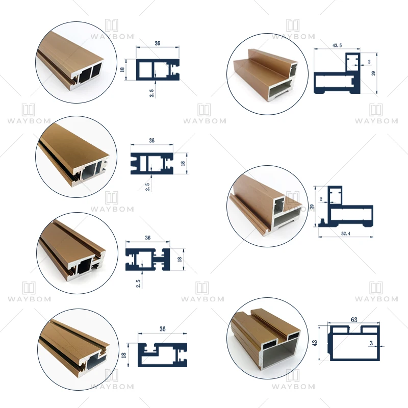 Waybom Aluminum Door Frame Profile Glass Front Kitchen Cabinet Wardrobe Doors Extruded Aluminum Frame Profile