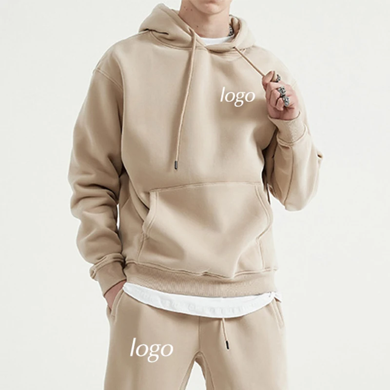 High Quality 100% Cotton Custom Printing Jogging Track Sweat Suit Unisex Men Jogger Sweatsuit Tracksuit Sweatpants Hoodie Set