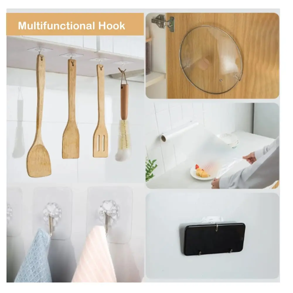 Plastic Self Adhesive Hooks for Wall Heavy Duty Clothes Hanging Wall hangings Kitchen Accessories Bathroom Items