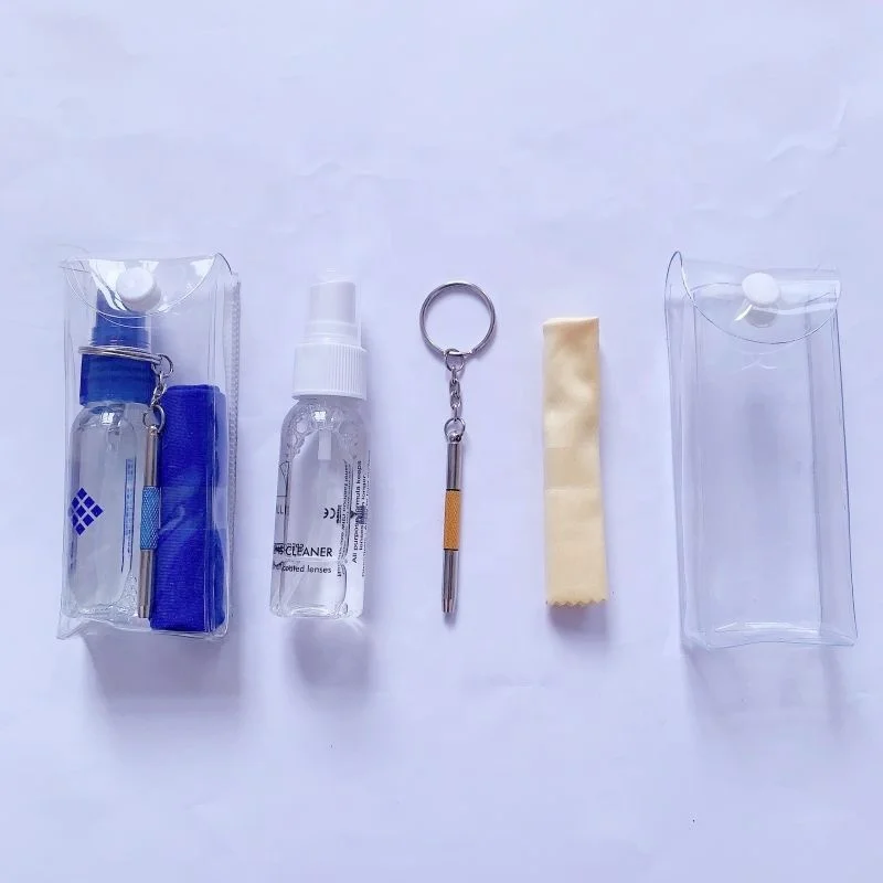 The Solution Lens Cleaner Repair Kit Alcohol Free Eyeglass Lens Cleaning Spray Microfiber Cleaning Cloth Keychain Screwdriver