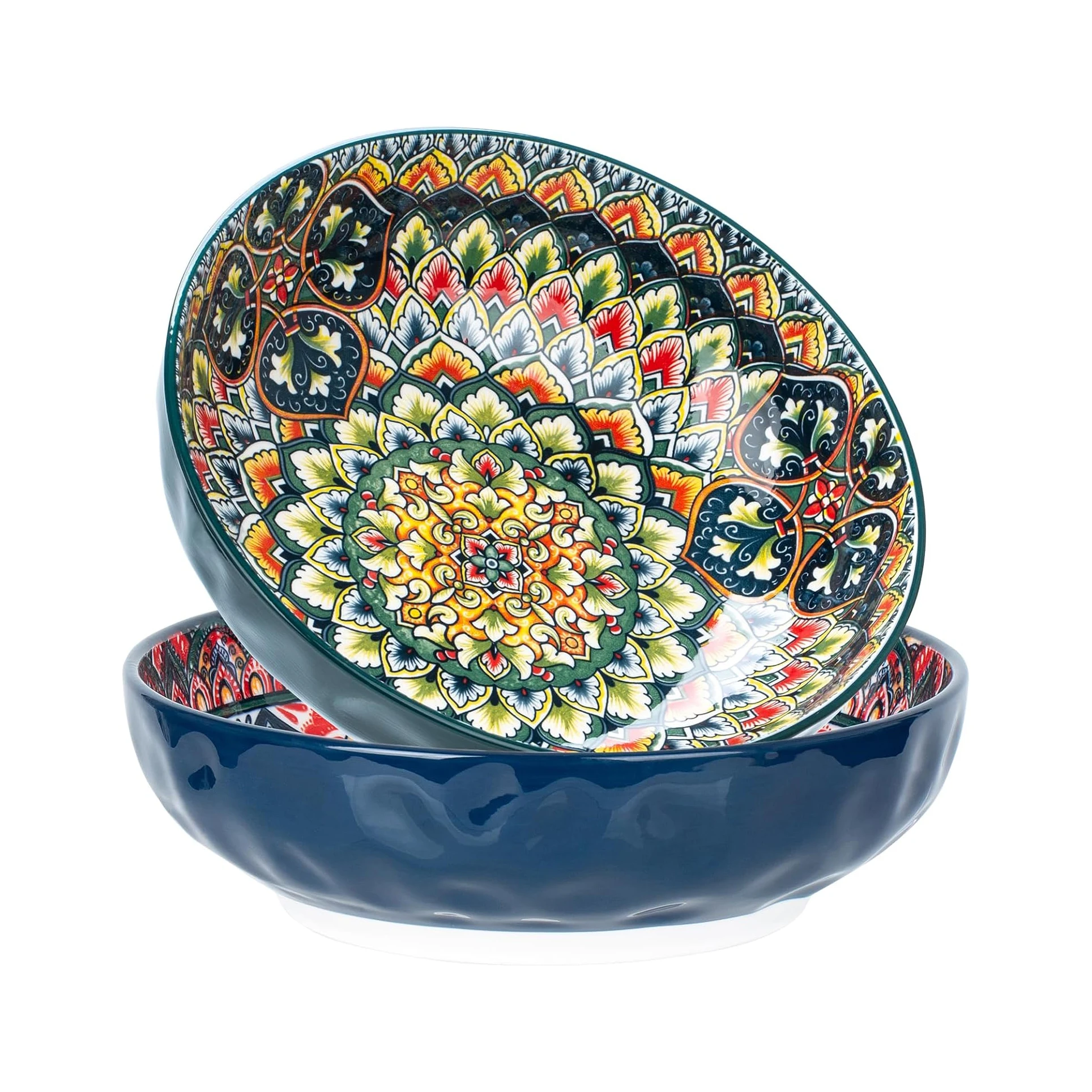 Wholesale assorted patterns bohemia style factory price 10 inch restaurant supply salad noodles ceramic deep dinner plates