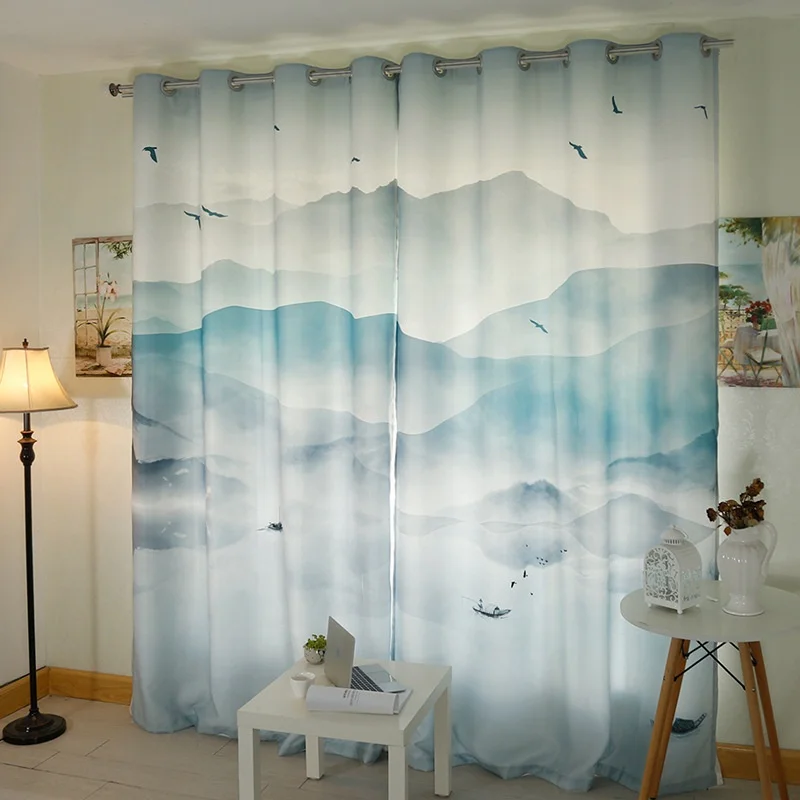 factory wholesale Curtain fabric pattern of Nature printing  curtains for bedroom forest Drapes for Living  Dining Room