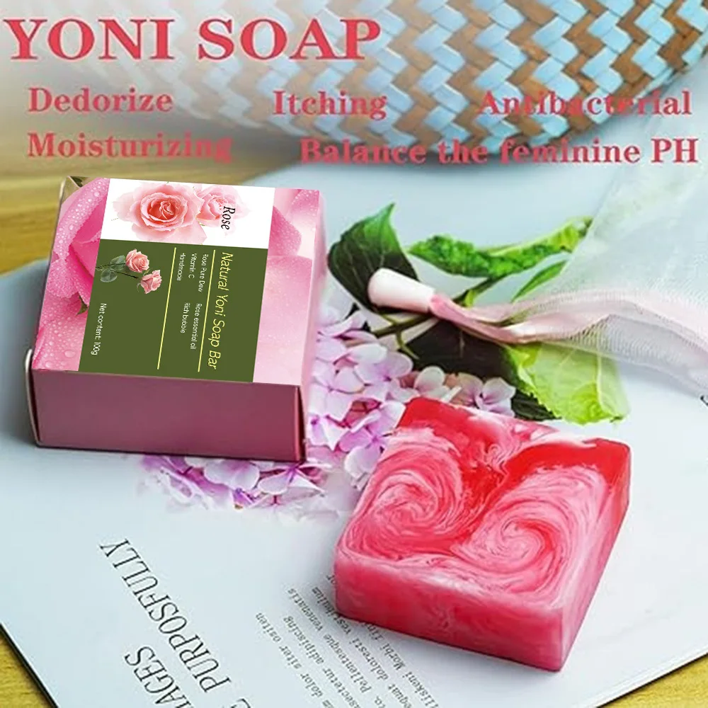 Yoni Soap Bars 100% Handmade Natural Yoni Bar Rose Strawberry Wash PH Balanced & V Cleansing Bar Soap for Women